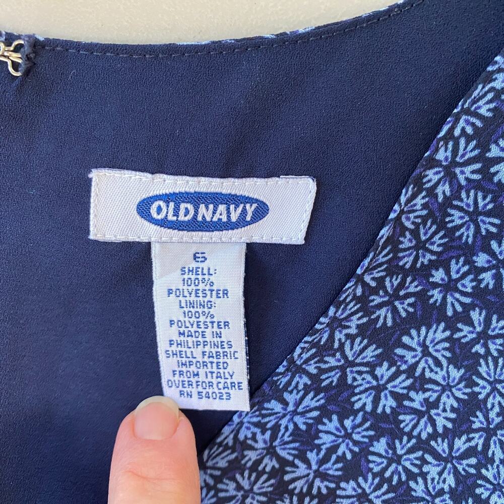 Vintage 90s Old Navy Maxi Dress Womens 6 Blue Dark Floral Dainty Cottage Sheath - Picture 10 of 12